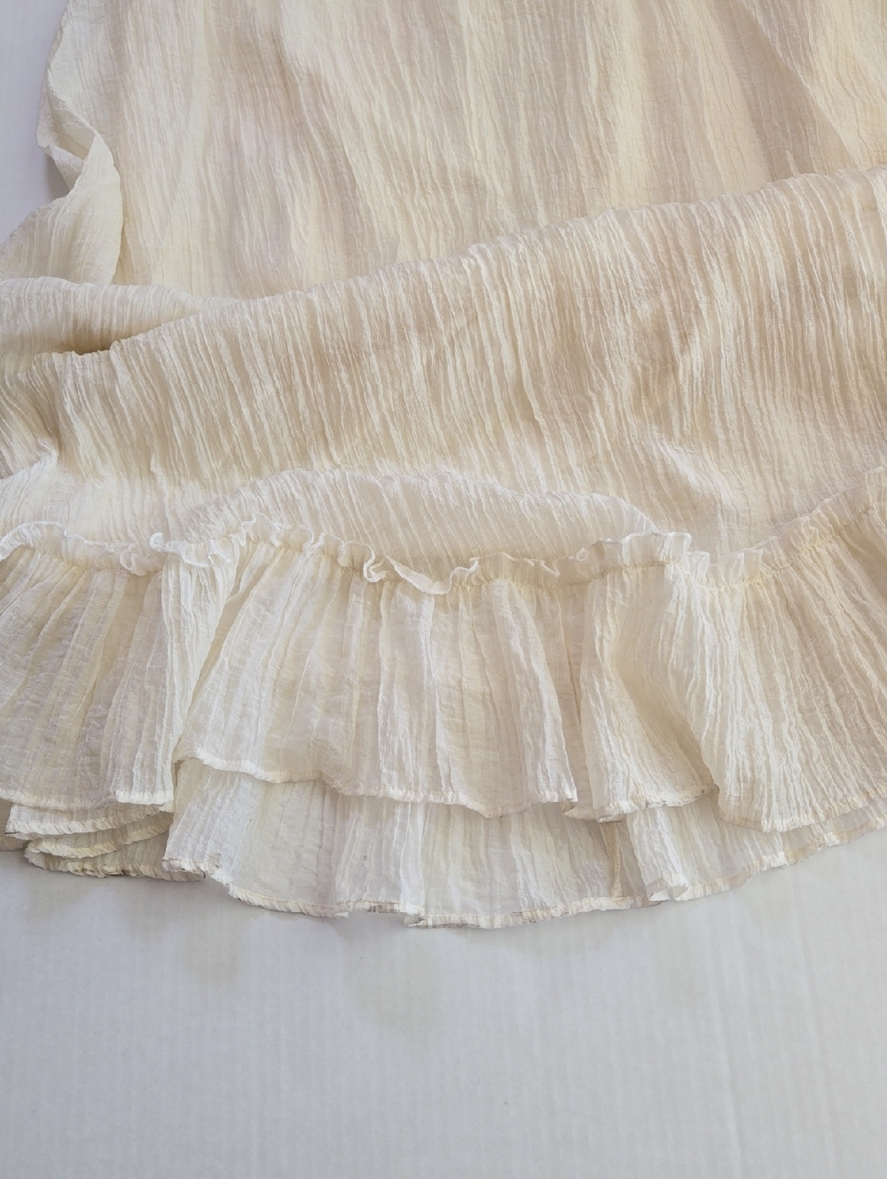 12th Tribe Dahlia Baby Yellow Cream Ruffled Maxi Skirt Elegant Boho Style, M - Picture 9 of 9